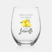 Waterverf Citroenen Borstel Script Limoncello Wijnglas Zonder Voet (Voorkant)