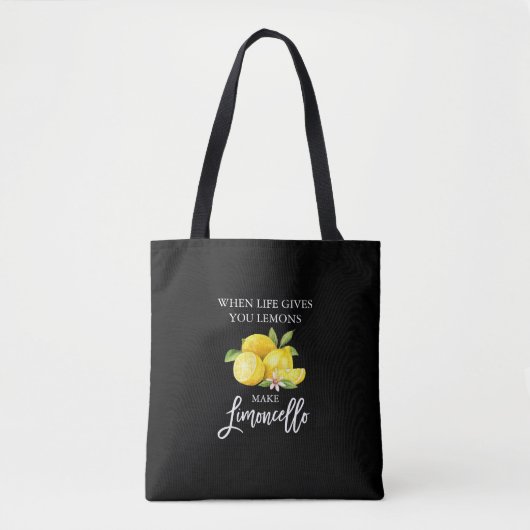 Waterverf Citroenen Borstel Script Limoncello Zwar Tote Bag (Voorkant)