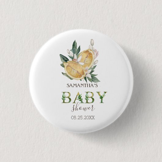 Waterverf citroenen botanisch Baby shower Ronde Button 3,2 Cm (Voorkant)