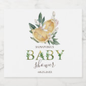 Waterverf citroenen botanisch Baby shower Sparkling Wijnetiket (Enkel label)