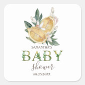 Waterverf citroenen botanisch Baby shower Vierkante Sticker (Voorkant)