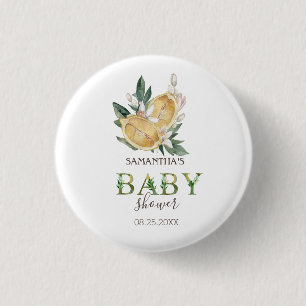 Waterverf Citroenen Botanische Baby Shower Ronde Button 3,2 Cm