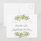 Waterverf citroenen botanische bloemen aankondigingskaart (Voorkant / Achterkant)