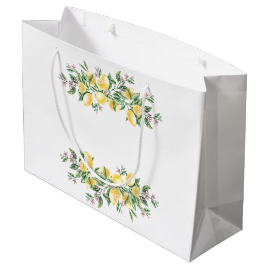 Waterverf Citroenen Botanische Bloemen Baby shower Groot Cadeauzakje (Achterkant Gekanteld)