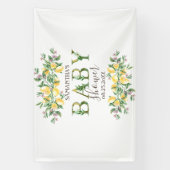 Waterverf Citroenen Botanische Bloemen Baby shower Spandoek (Verticaal)