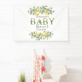 Waterverf Citroenen Botanische Bloemen Baby shower Spandoek (Insitu)