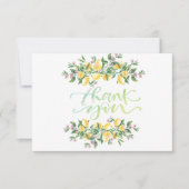 Waterverf citroenen botanische bloemen dank u kaar bedankkaart (Voorkant)