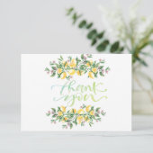 Waterverf citroenen botanische bloemen dank u kaar bedankkaart (Staand voorkant)