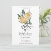 Waterverf citroenen botanische bruiloft kaart (Staand voorkant)