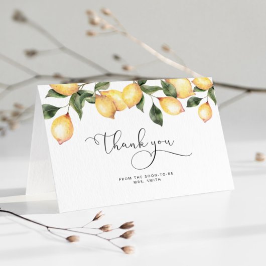 Waterverf citroenen bruidsdiner bedankkaart