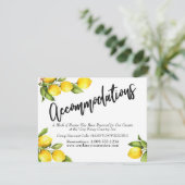 Waterverf Citroenen Bruiloft Accommodaties Kaart (Staand voorkant)