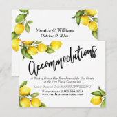 Waterverf Citroenen Bruiloft Accommodaties Kaart (Voorkant / Achterkant)