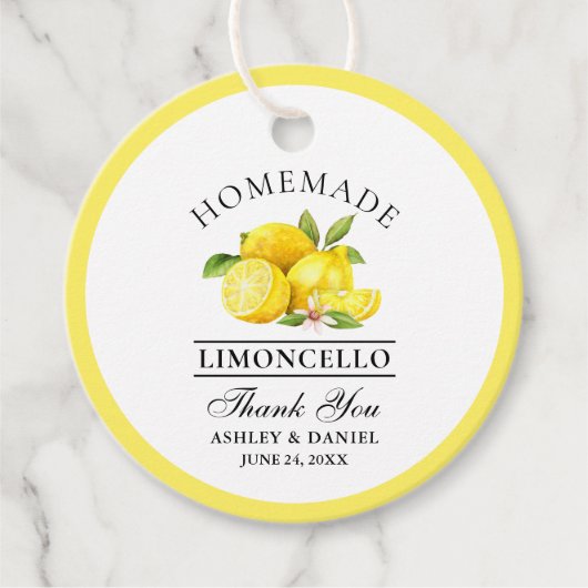 Waterverf Citroenen Bruiloft Bedankt Limoncello Ro Bedankjes Labels (Voorkant)