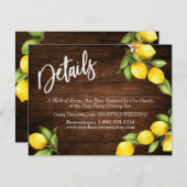 Waterverf citroenen bruiloft details op rustiek ho save the date (Voorkant / Achterkant)