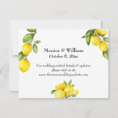 Waterverf citroenen bruiloft details typografie save the date (Achterkant)