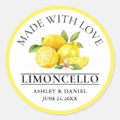 Waterverf citroenen bruiloft liefde limoncello gee ronde sticker (Voorkant)