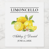 Waterverf citroenen bruiloft Limoncello flesetiket Wijn Etiket (Enkel label)