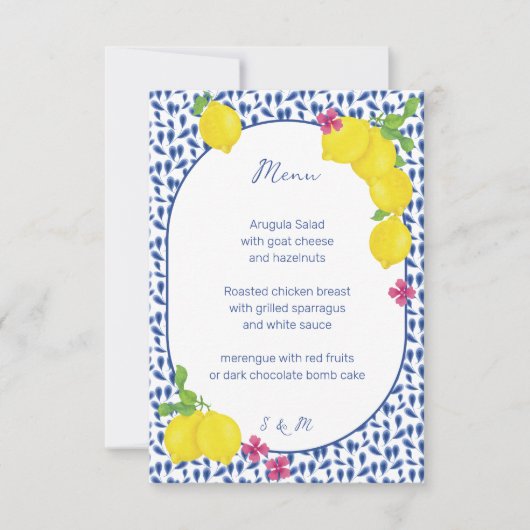 WATERVERF CITROENEN BRUILOFT MENU (Voorkant)