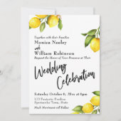 Waterverf citroenen bruiloft viering typografie kaart (Voorkant)