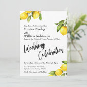 Waterverf citroenen bruiloft viering typografie kaart (Staand voorkant)