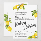 Waterverf citroenen bruiloft viering typografie kaart (Voorkant / Achterkant)