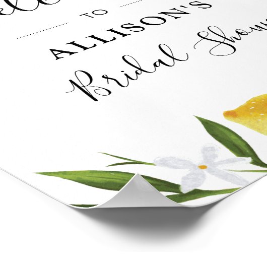 Waterverf citroenen bruiloftsshower welkomstbord poster (Hoek)