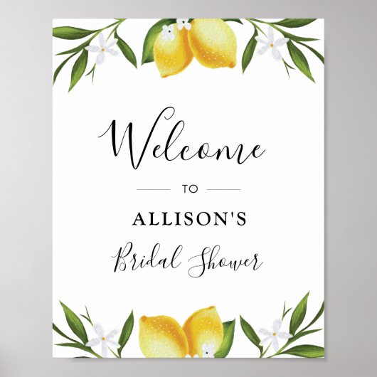 Waterverf citroenen bruiloftsshower welkomstbord poster (Voorkant)