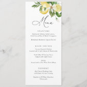 Waterverf Citroenen Citrus Modern Script Bruiloft Menu (Voorkant)