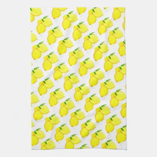 Waterverf citroenen Citrus Pattern Land Theedoek (Verticaal)