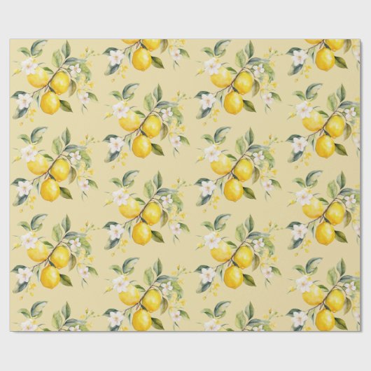 Waterverf citroenen citrus verjaardagsfeestje cadeaupapier (Vlak)