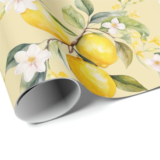 Waterverf citroenen citrus verjaardagsfeestje cadeaupapier (Rol Hoek)