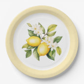 Waterverf citroenen citrus verjaardagsfeestje papieren bordje (Voorkant)