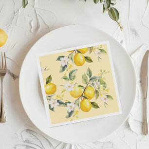 Waterverf citroenen citrus verjaardagsfeestje servet