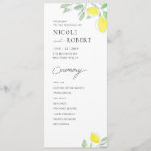 Waterverf citroenen en bladeren bruiloft programma programmakaart (Voorkant)