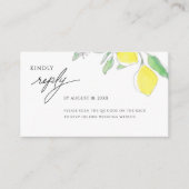 Waterverf citroenen en bladeren bruiloft RSVP Kaar Informatiekaartje (Voorkant)
