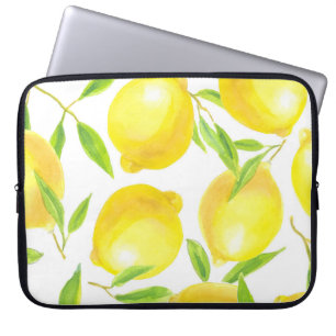 Waterverf citroenen en bladeren: patroon. laptop sleeve