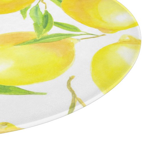 Waterverf citroenen en bladeren: patroon. snijplank (Hoek)