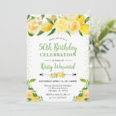 Waterverf Citroenen en Bloemen 50ste verjaardag Kaart (Staand voorkant)