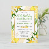 Waterverf Citroenen en Bloemen 50ste Verjaardag Kaart (Staand voorkant)