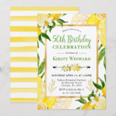 Waterverf Citroenen en Bloemen 50ste Verjaardag Kaart (Voorkant / Achterkant)