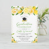 Waterverf Citroenen en Bloemen Afstuderen Kaart (Staand voorkant)