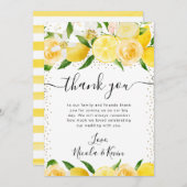 Waterverf Citroenen en Bloemen Bruiloft Bedankkaart (Voorkant / Achterkant)