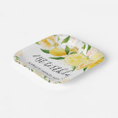 Waterverf Citroenen en Bloemen Verjaardag Papieren Bordje (Gebogen)