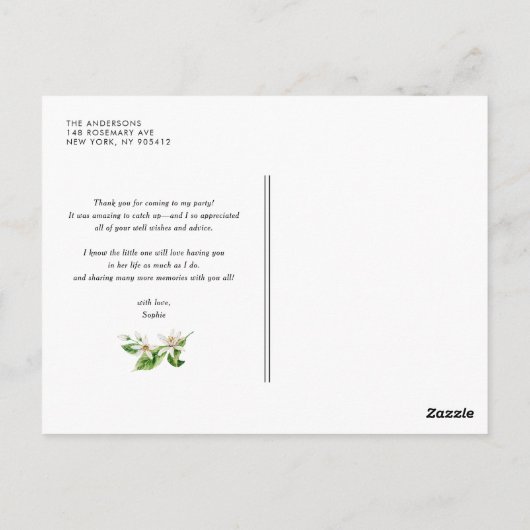 Waterverf Citroenen en Bloesems Dank U Briefkaart (Achterkant)