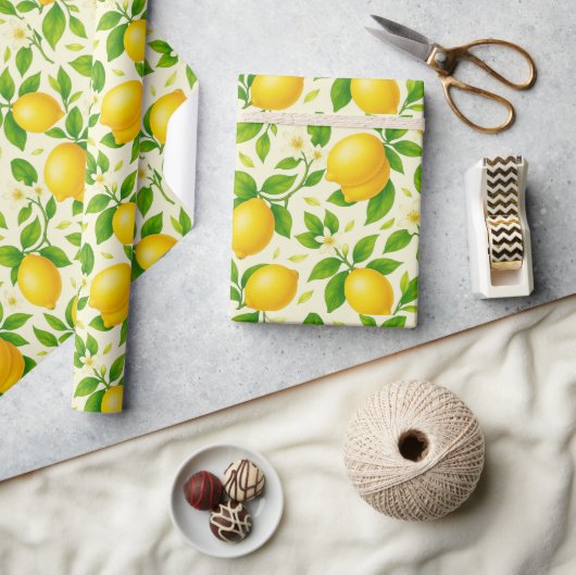 Waterverf Citroenen en Bloesems - Verse Citrus Cadeaupapier (Crafts)