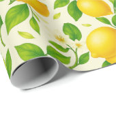 Waterverf Citroenen en Bloesems - Verse Citrus Cadeaupapier (Rol Hoek)