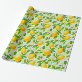 Waterverf Citroenen en Bloesems - Verse Citrus Cadeaupapier (Uitgerold)