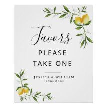 waterverf citroenen en groen bloemengunsten teken