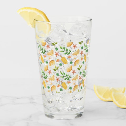 Waterverf citroenen en ijslolly's glas (Voorkant ijs)