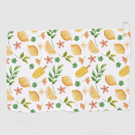 Waterverf citroenen en ijslolly's golfhanddoek (Horizontaal)